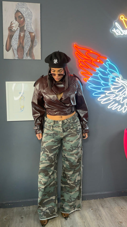 Jeans doble cintura militar