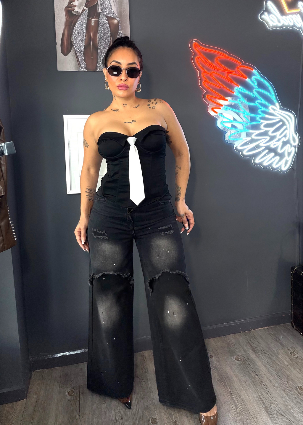 Jeans flecos ancho urban fashion