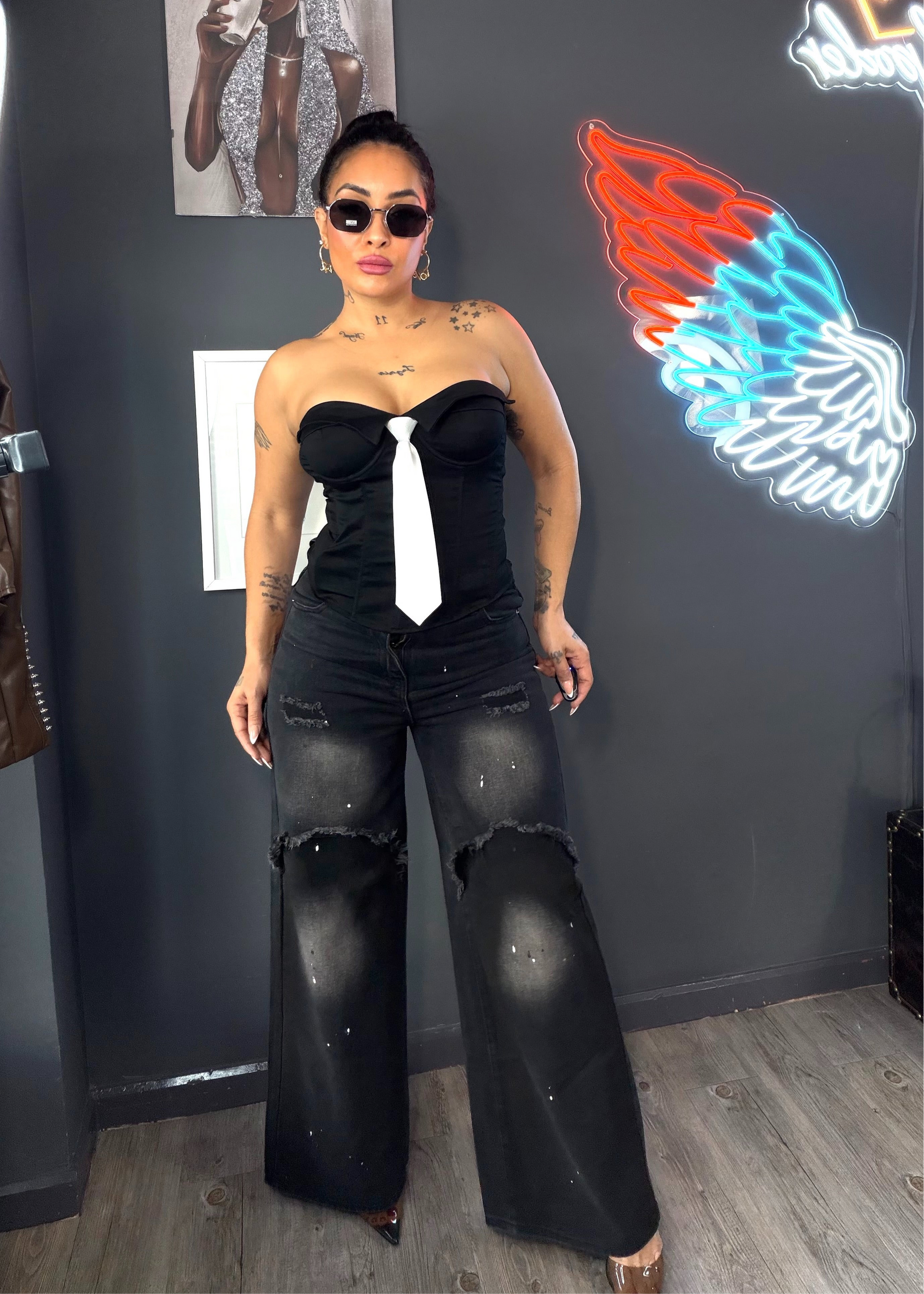 Jeans flecos ancho urban fashion