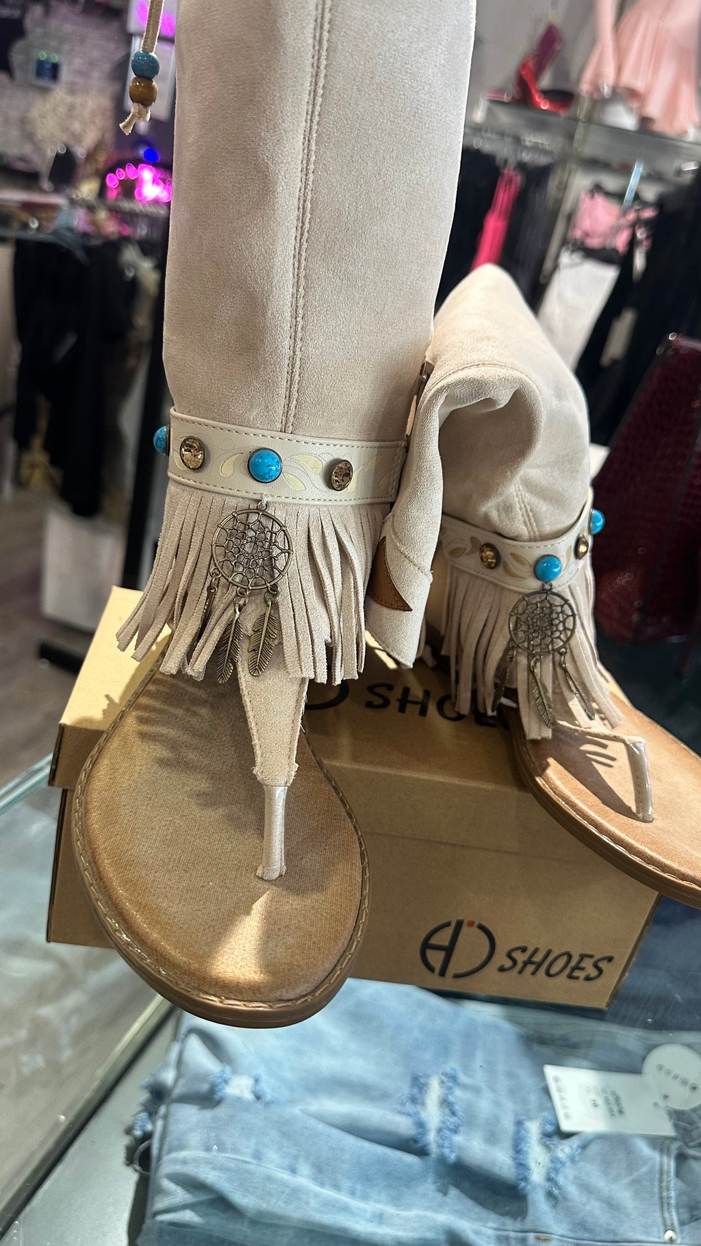 Sandalias flechadas caña alta