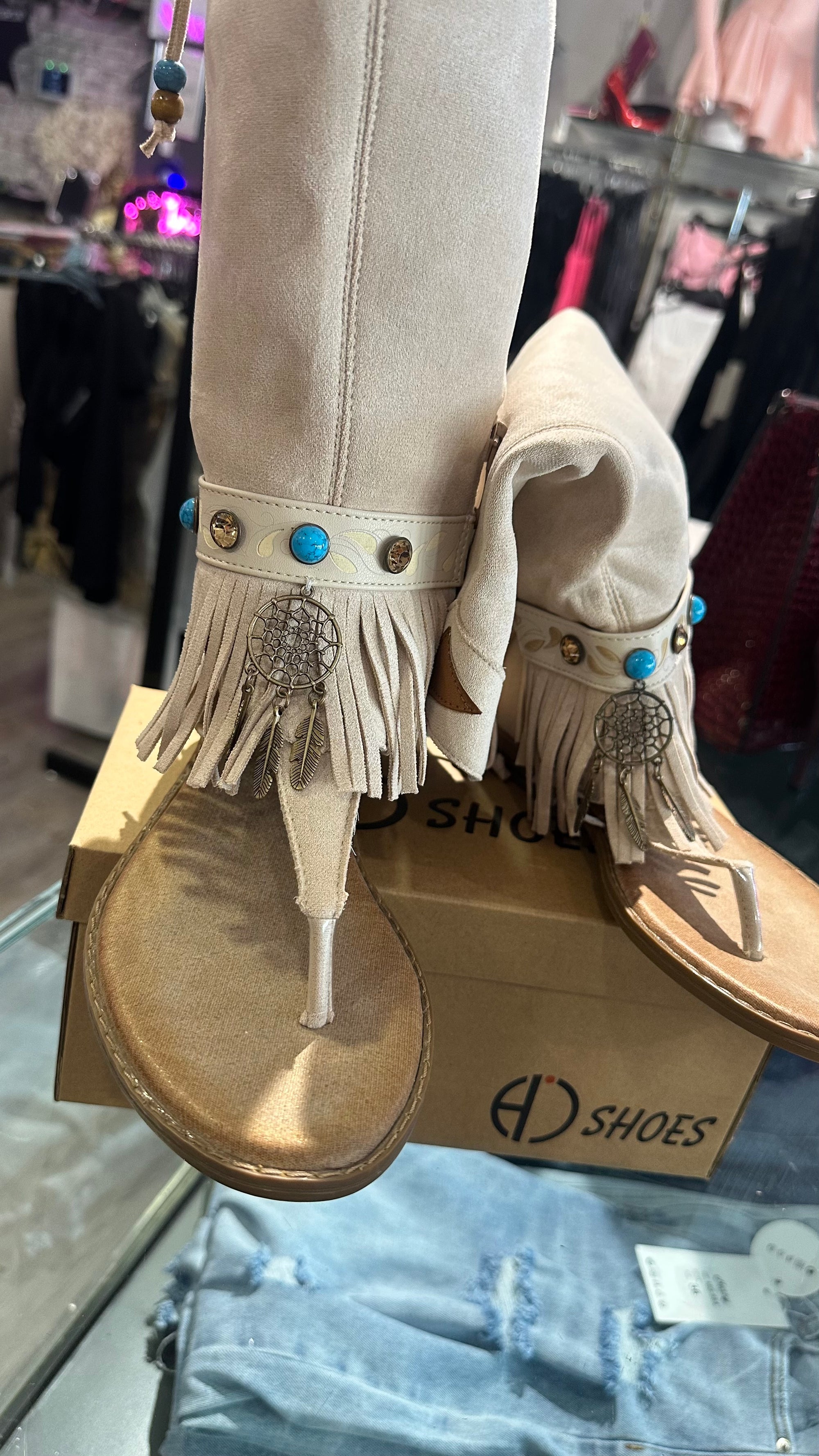 Sandalias flechadas caña alta
