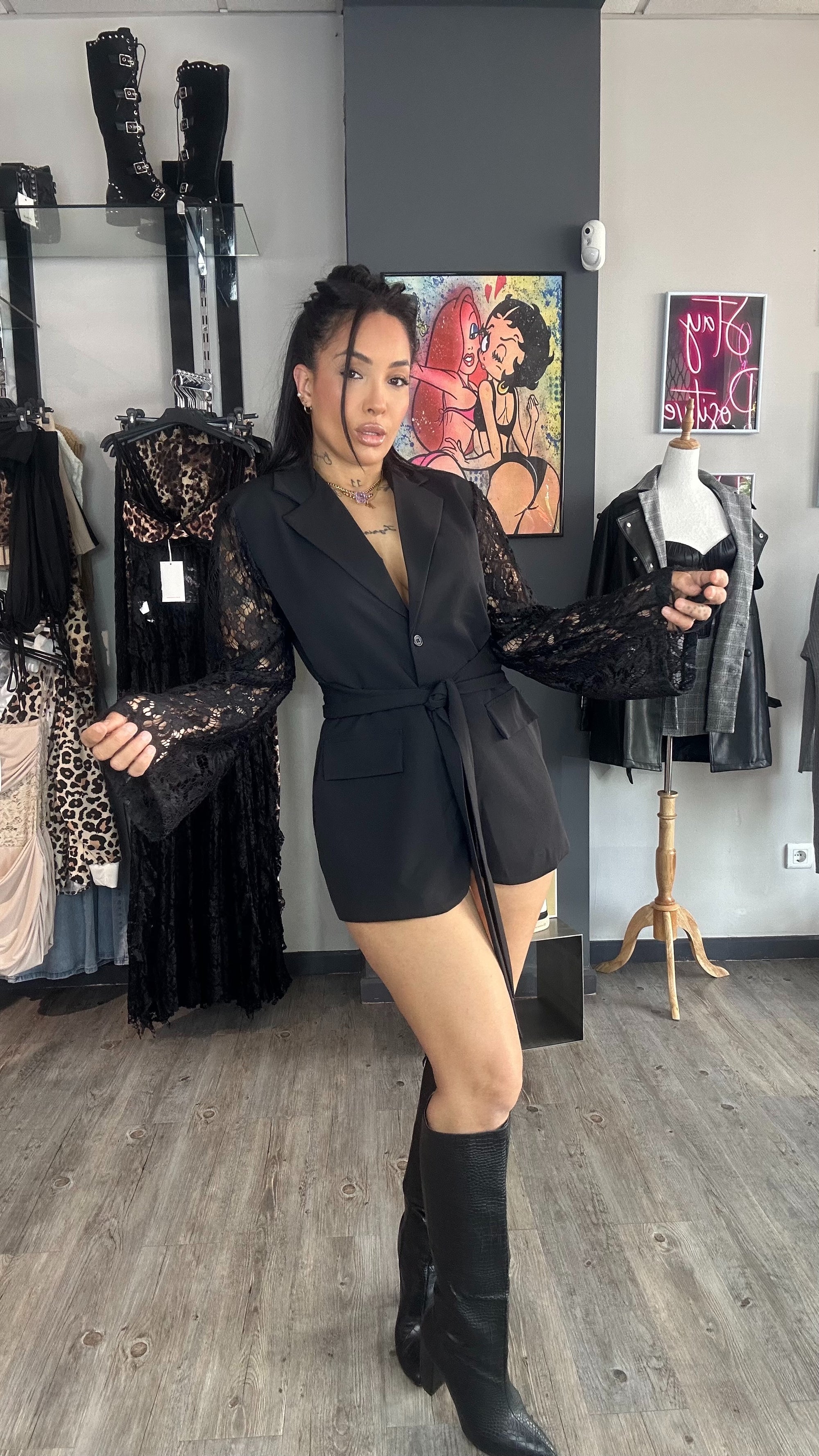 Blazer mangas encaje