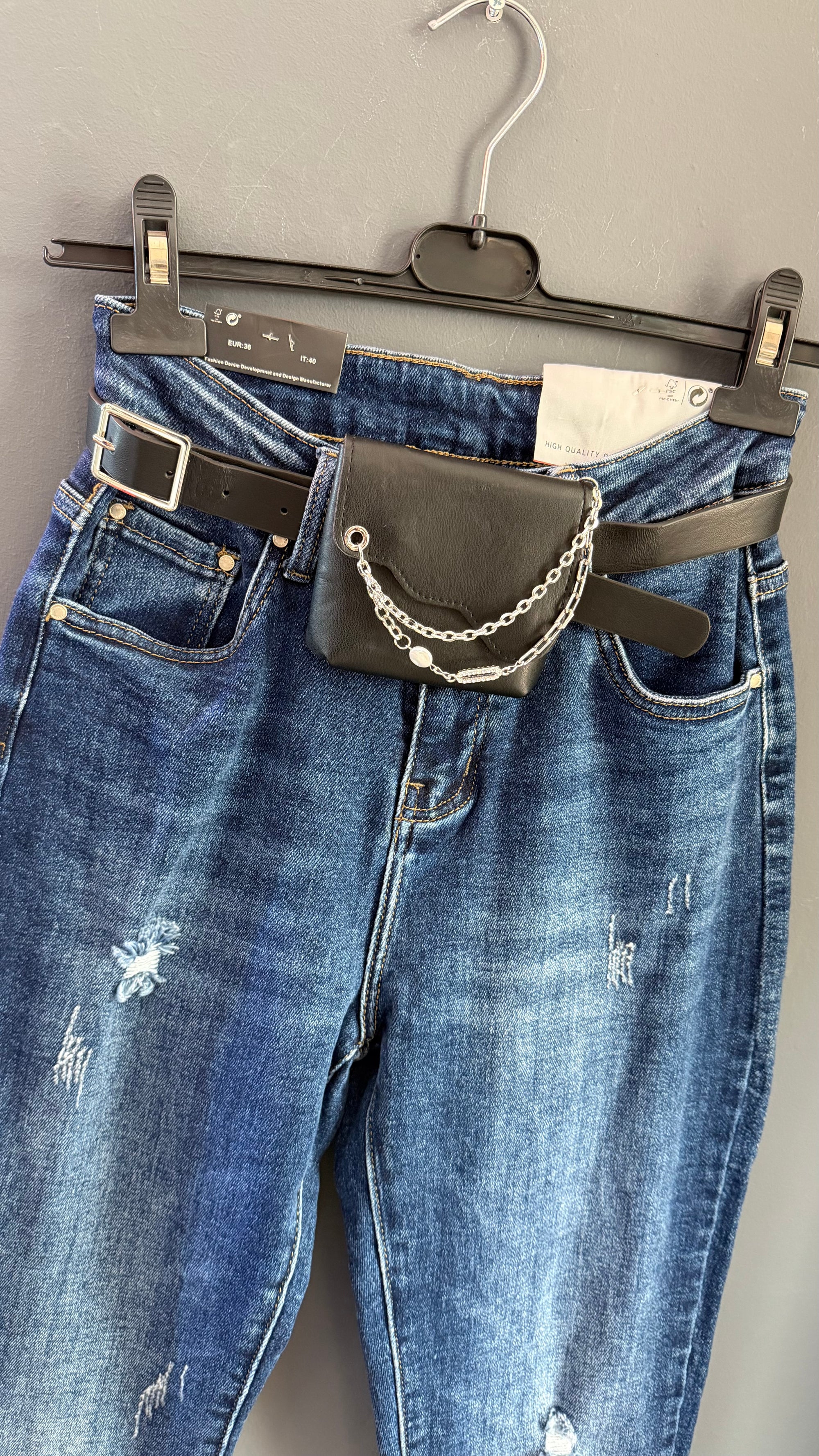 Jeans, tobillera, elástico, accesorio