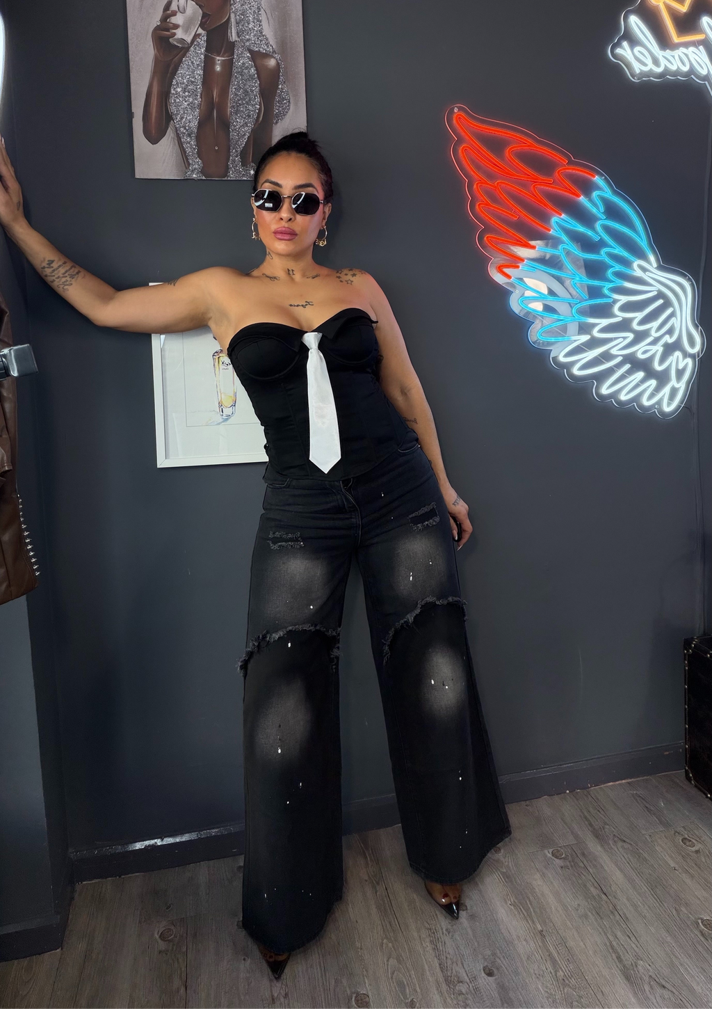 Jeans flecos ancho urban fashion