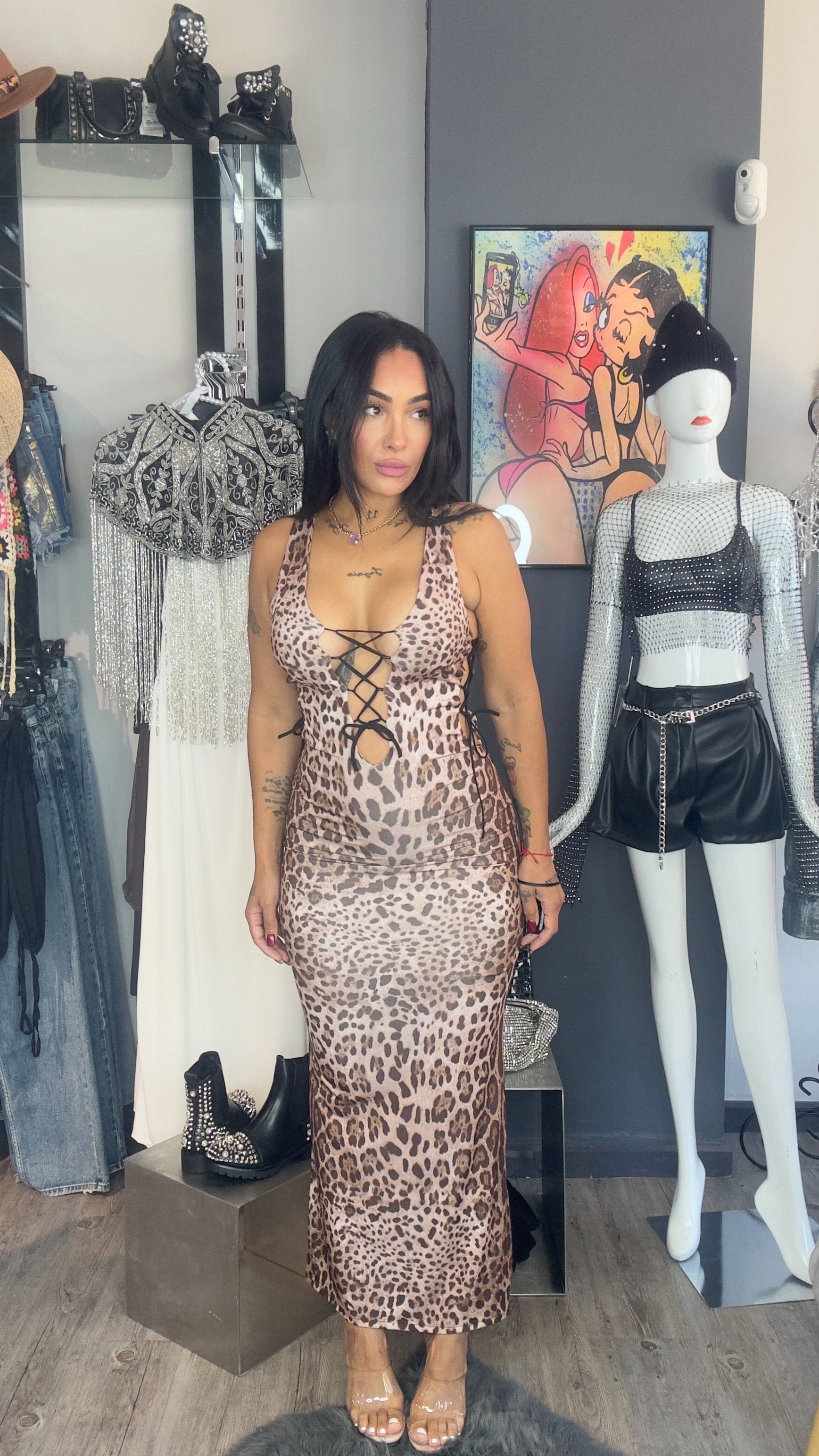Vestido leopardo cuerdas