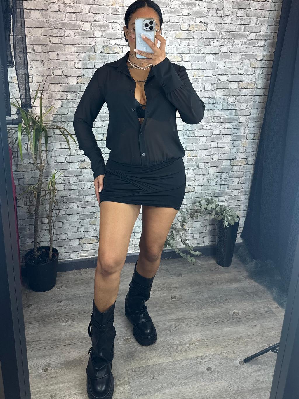 Vestido camisa tull