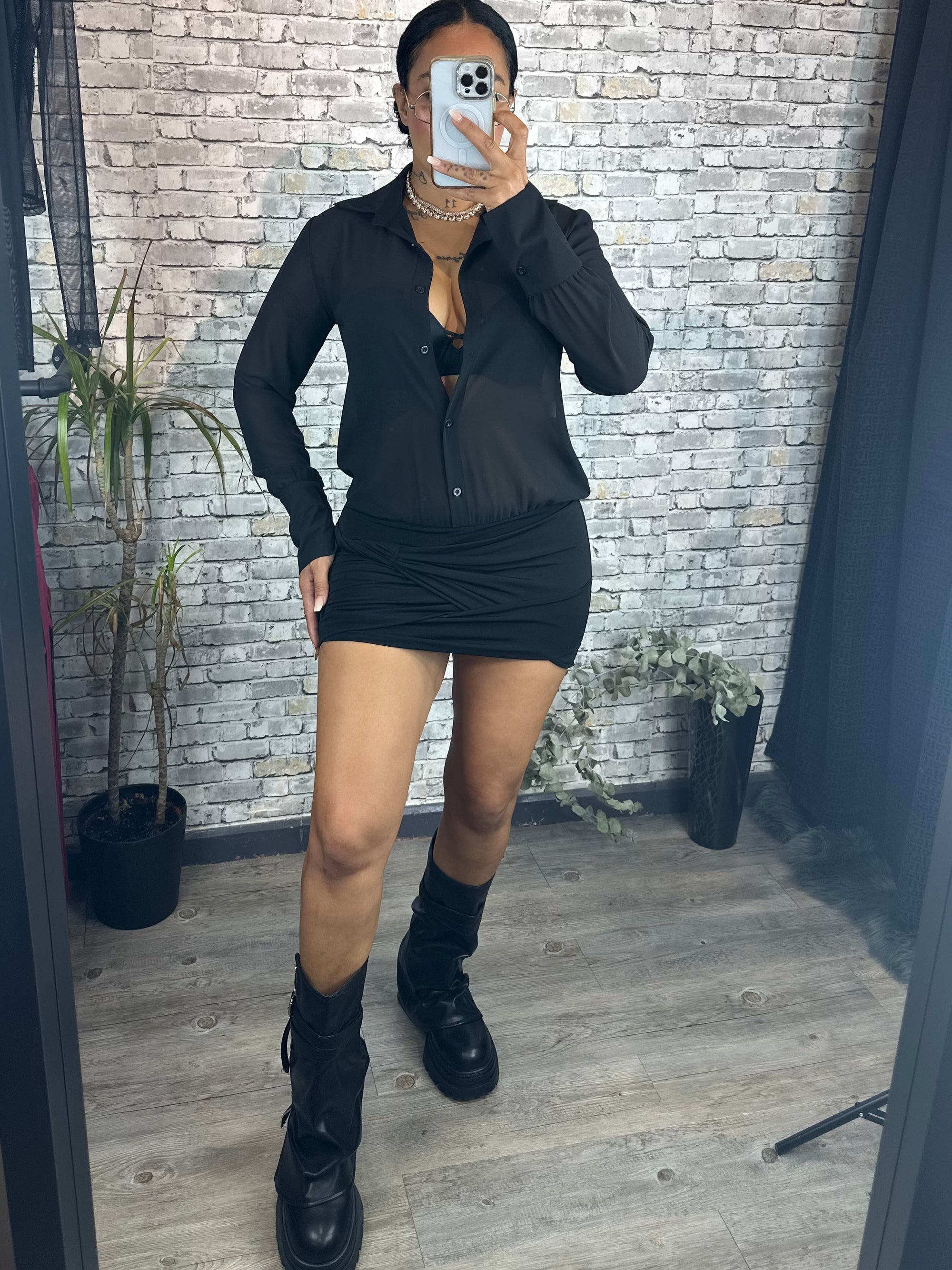 Vestido camisa tull