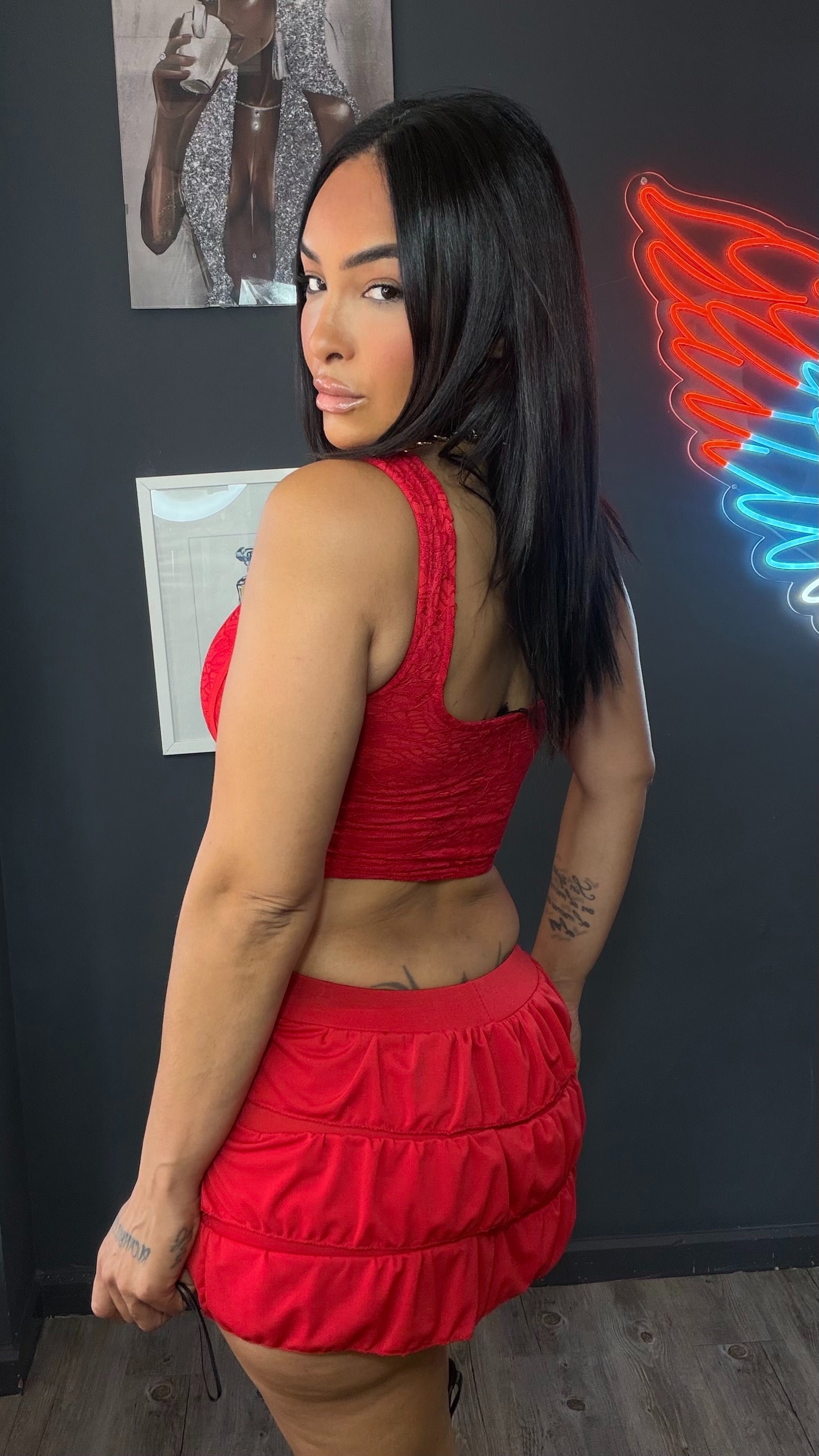 Conjunto corto falda, pantalón