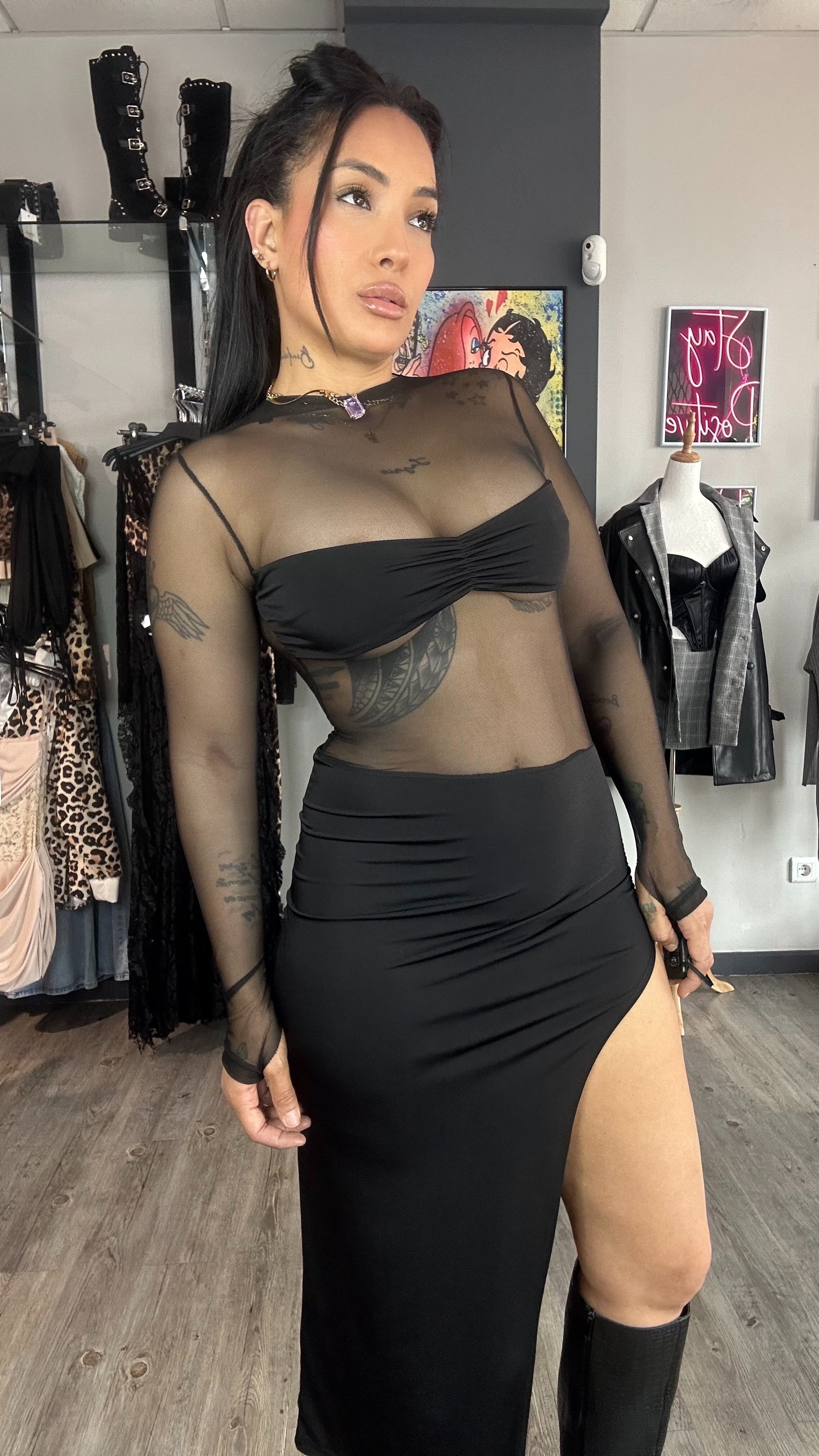 Vestido tull apertura