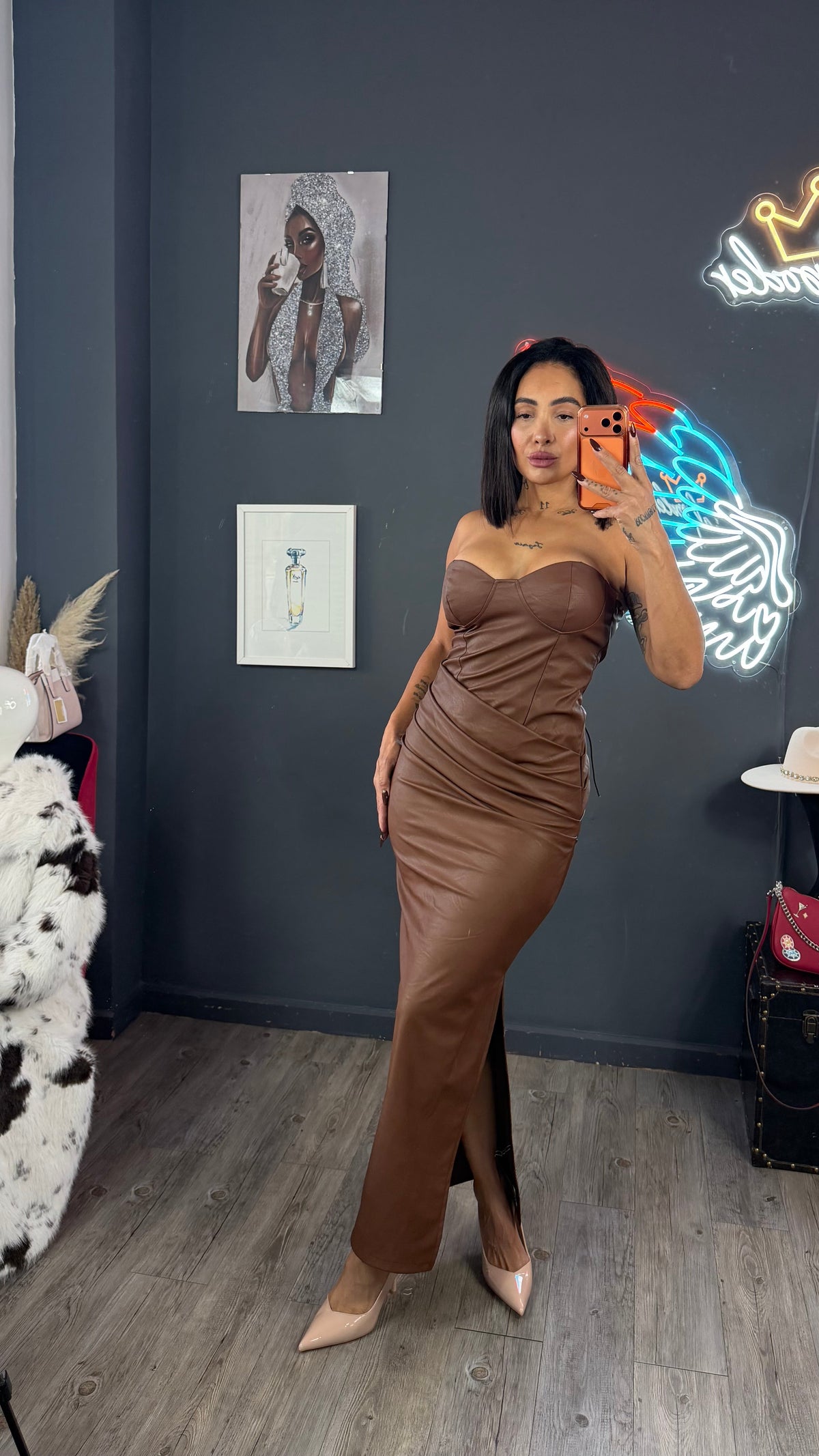 Vestido Silens cuero Corset