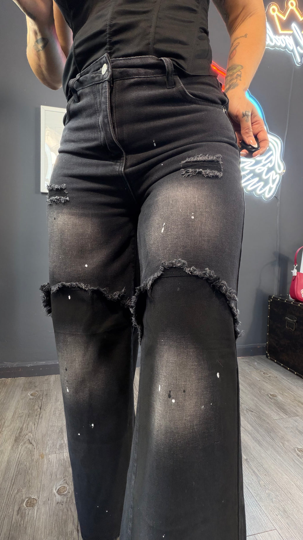 Jeans flecos ancho urban fashion