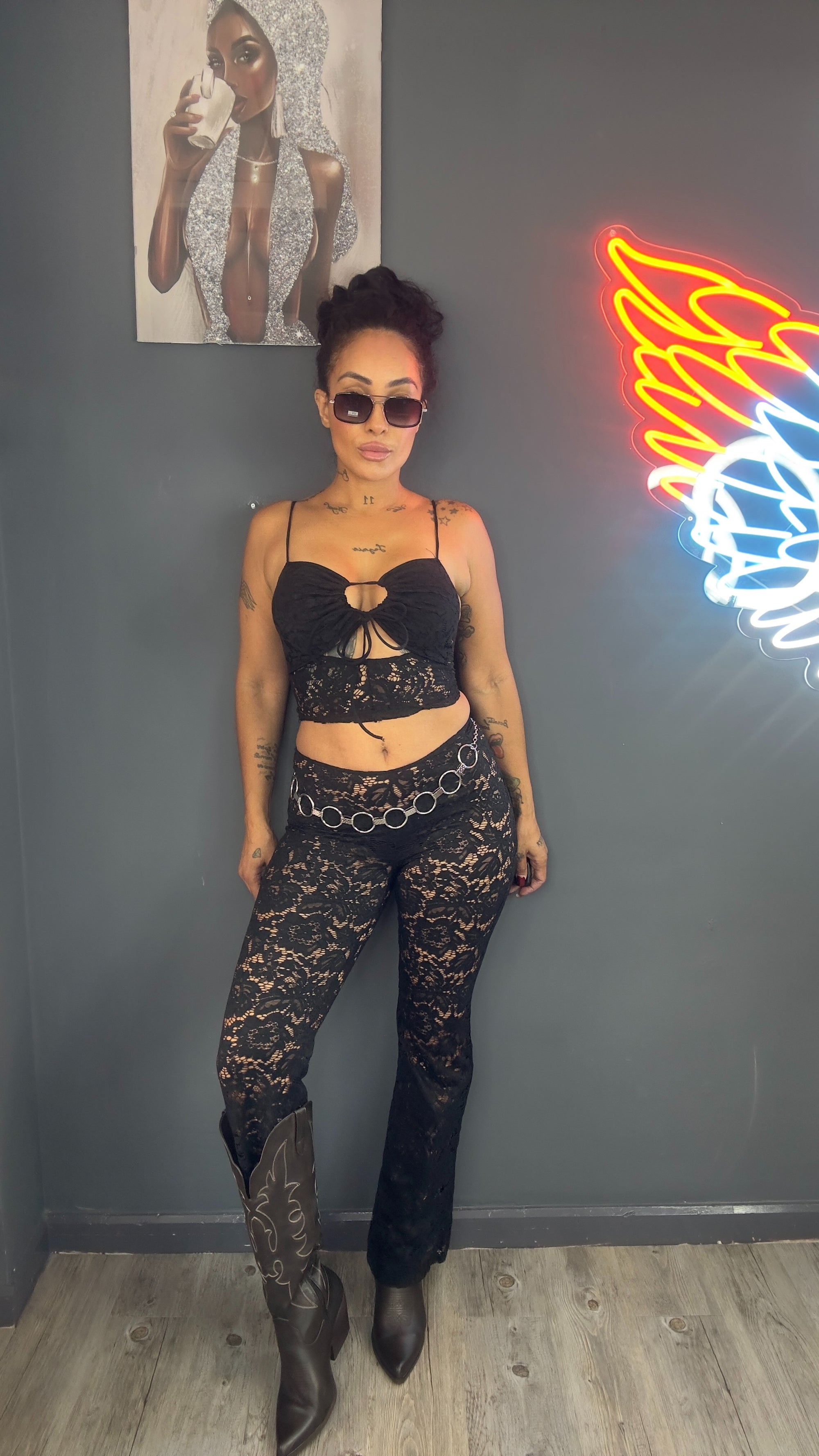 Conjunto encaje, pantalón