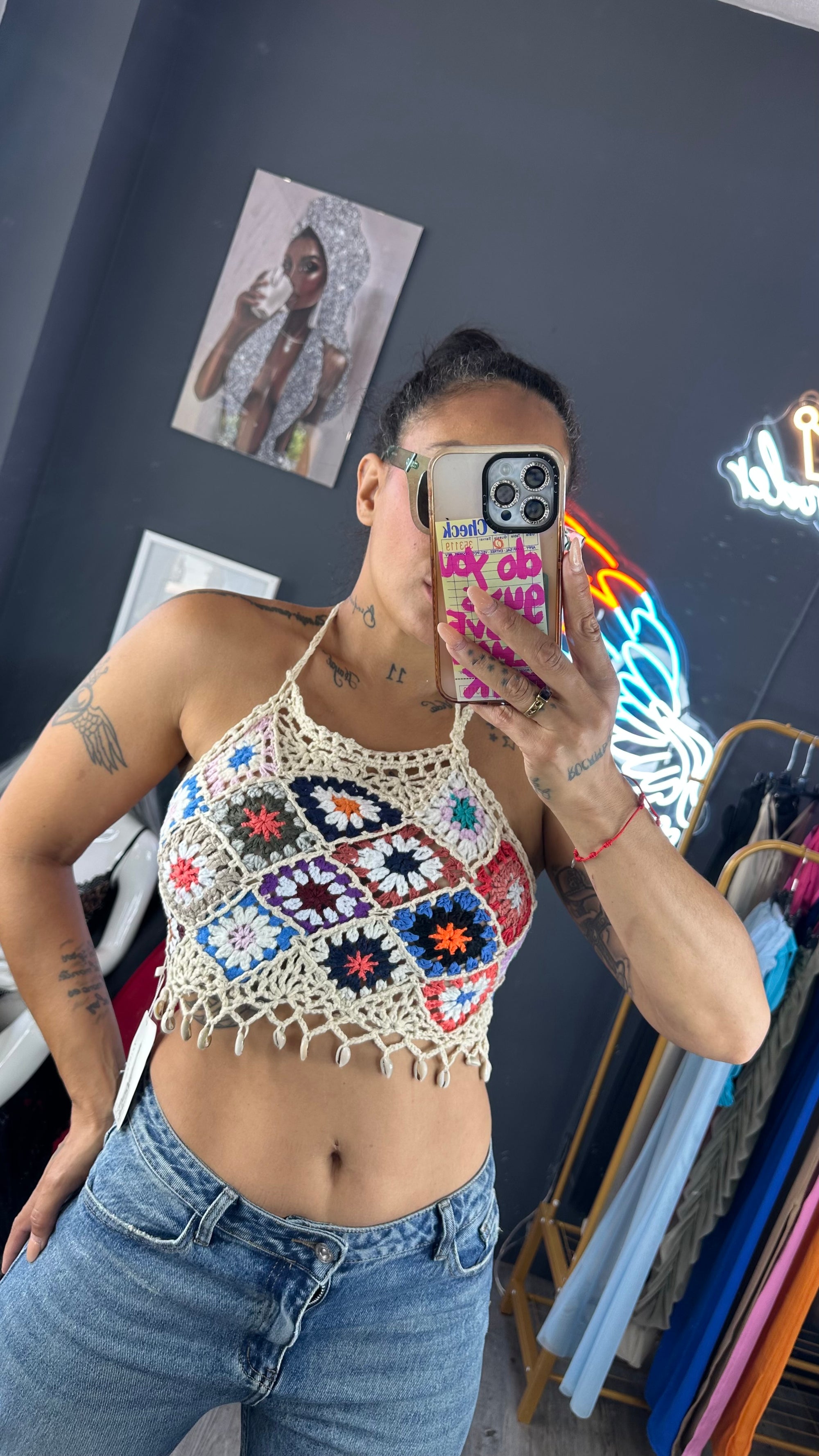 Top crochet conchas