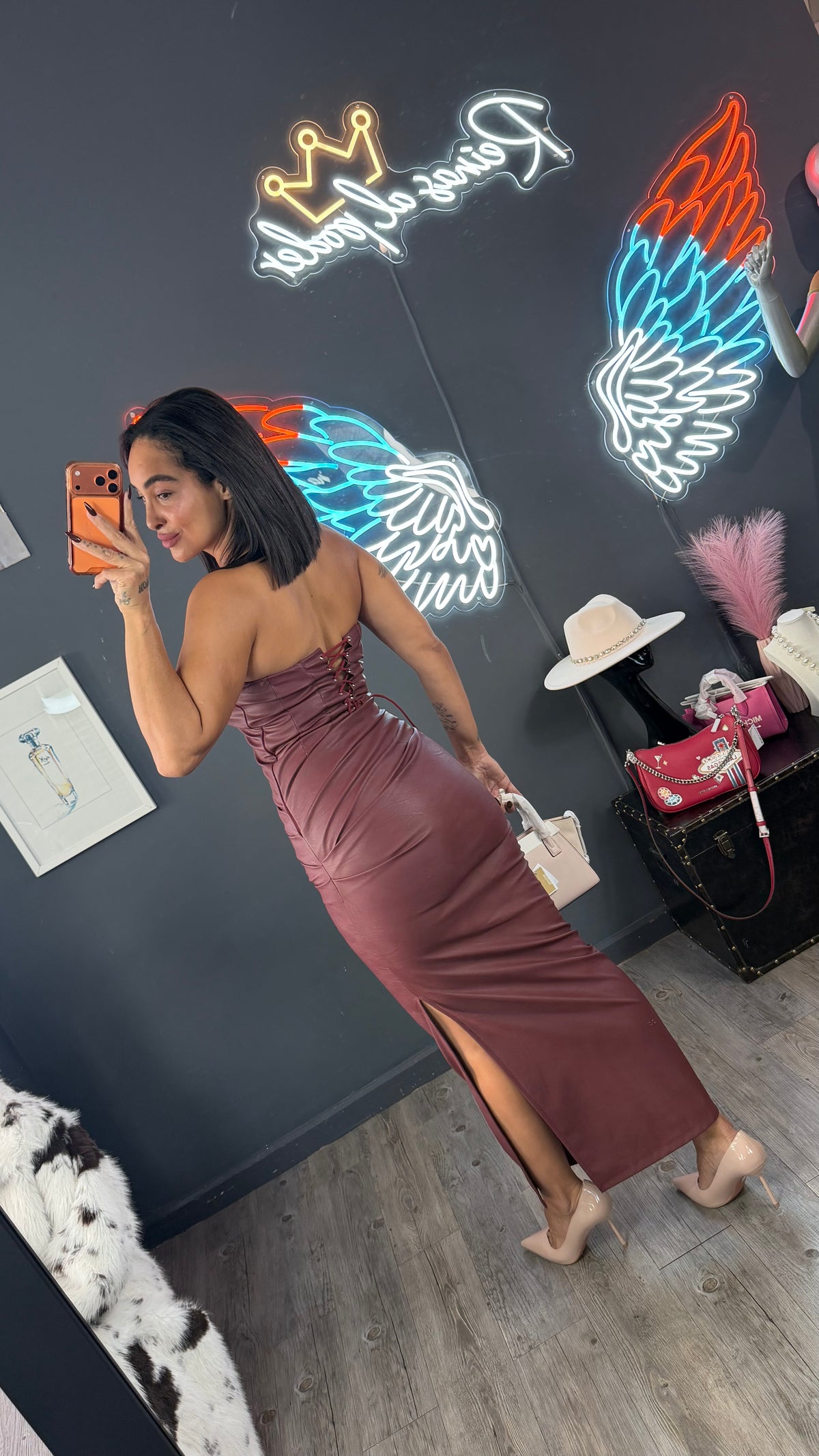 Vestido Silens cuero Corset