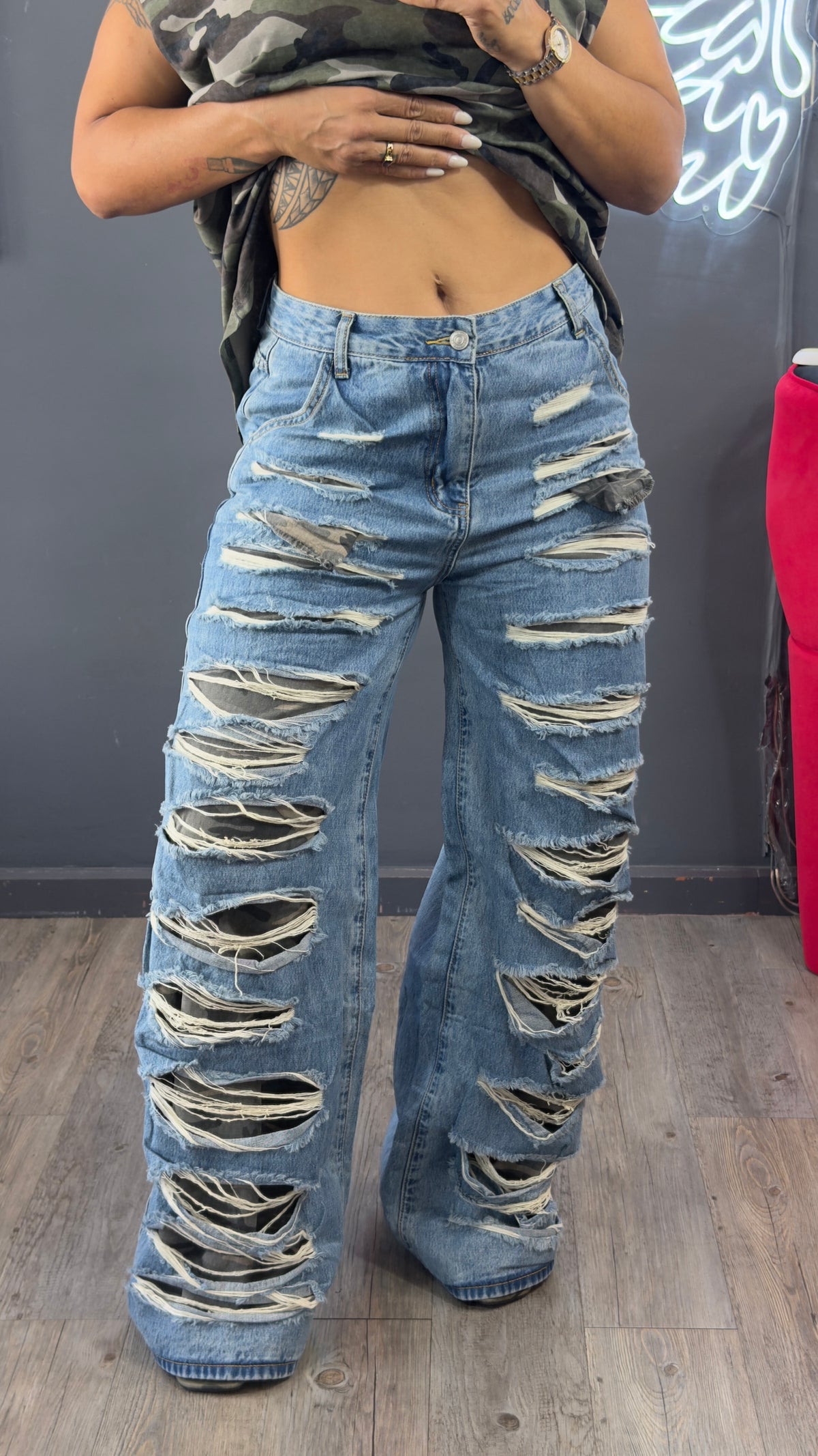 Jeans, camuflaje roto, Extrem