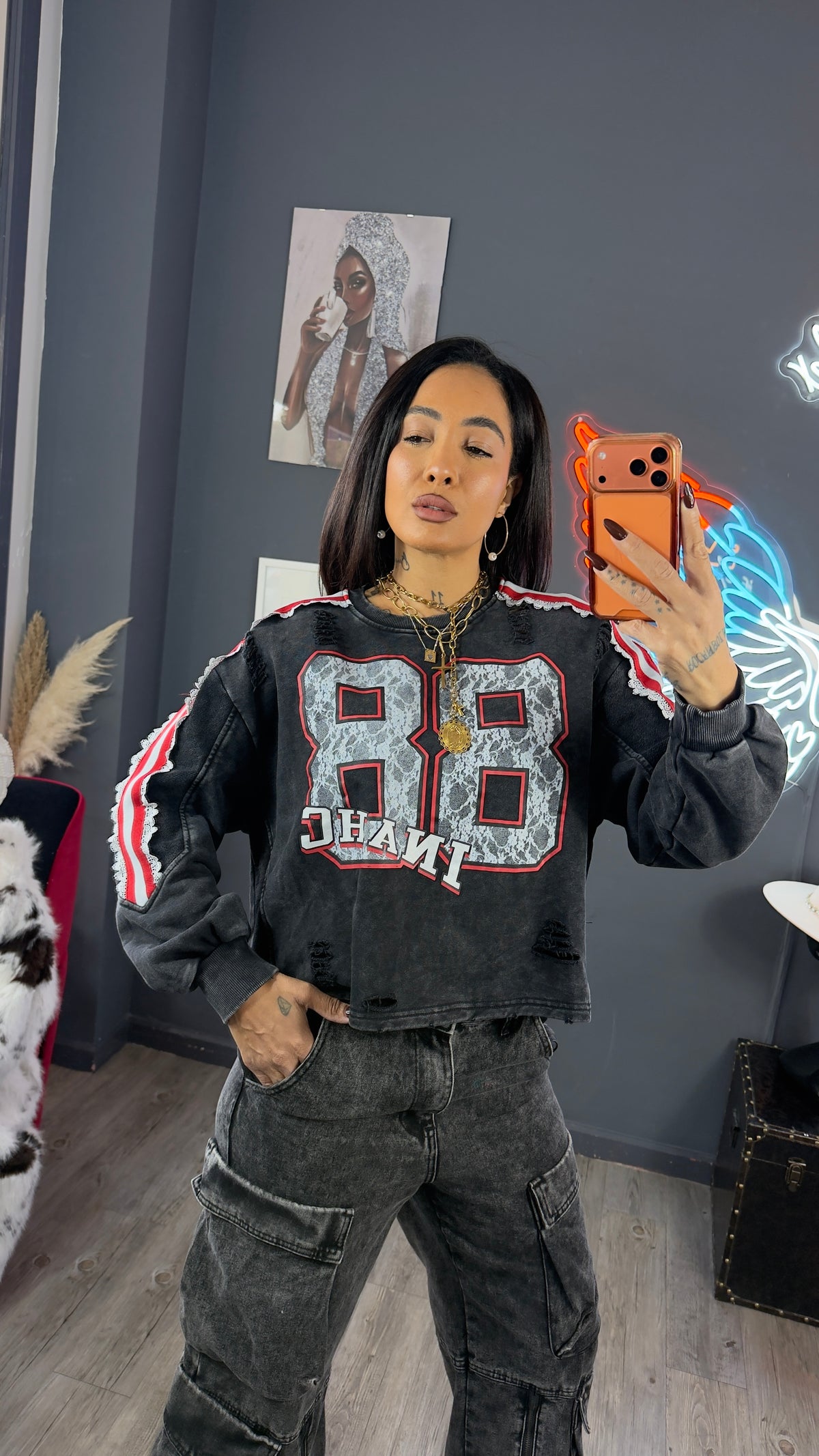 Sudadera 88 encaje rota