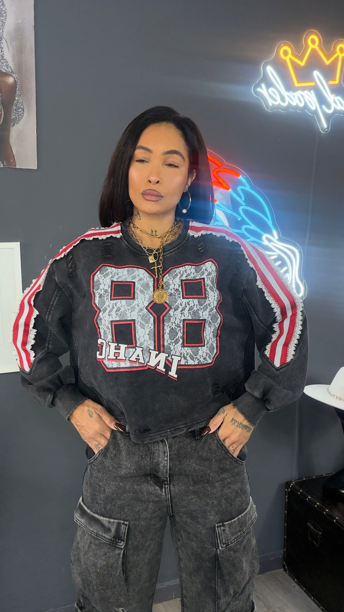 Sudadera 88 encaje rota