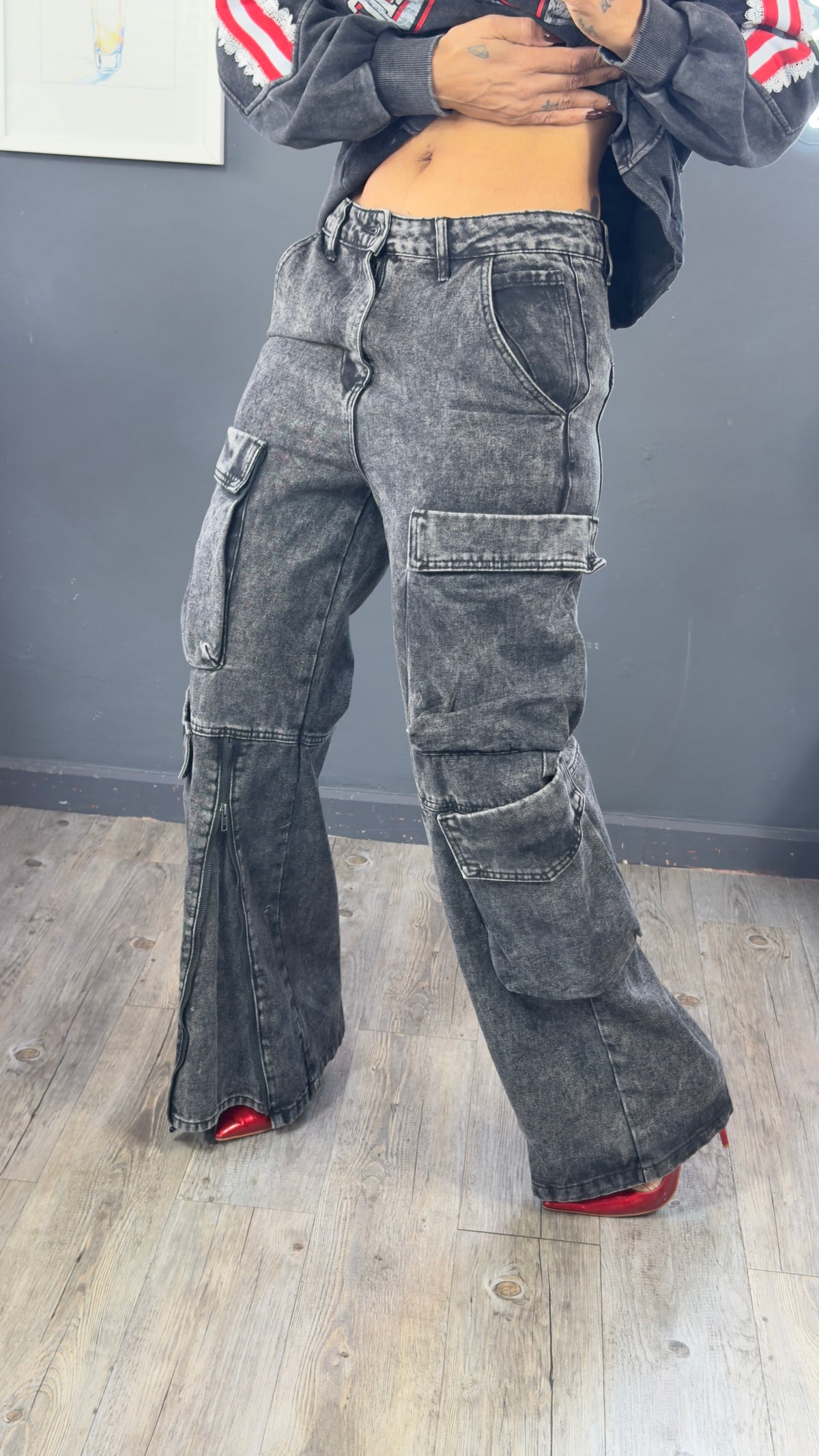 Jeans cargo cremallera