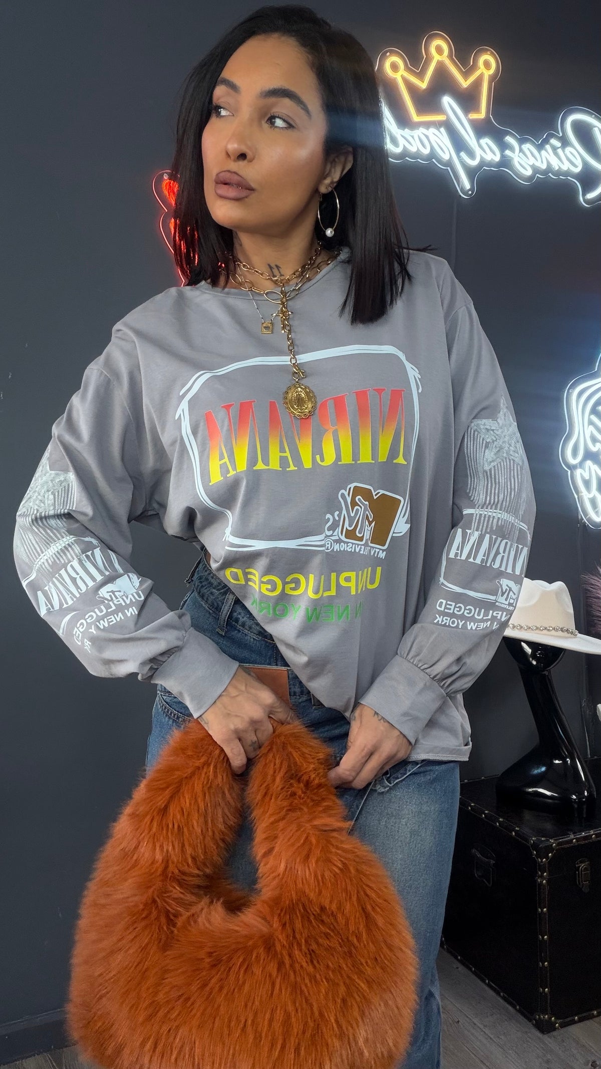 Camiseta NIRVANA Oversize con hombreras