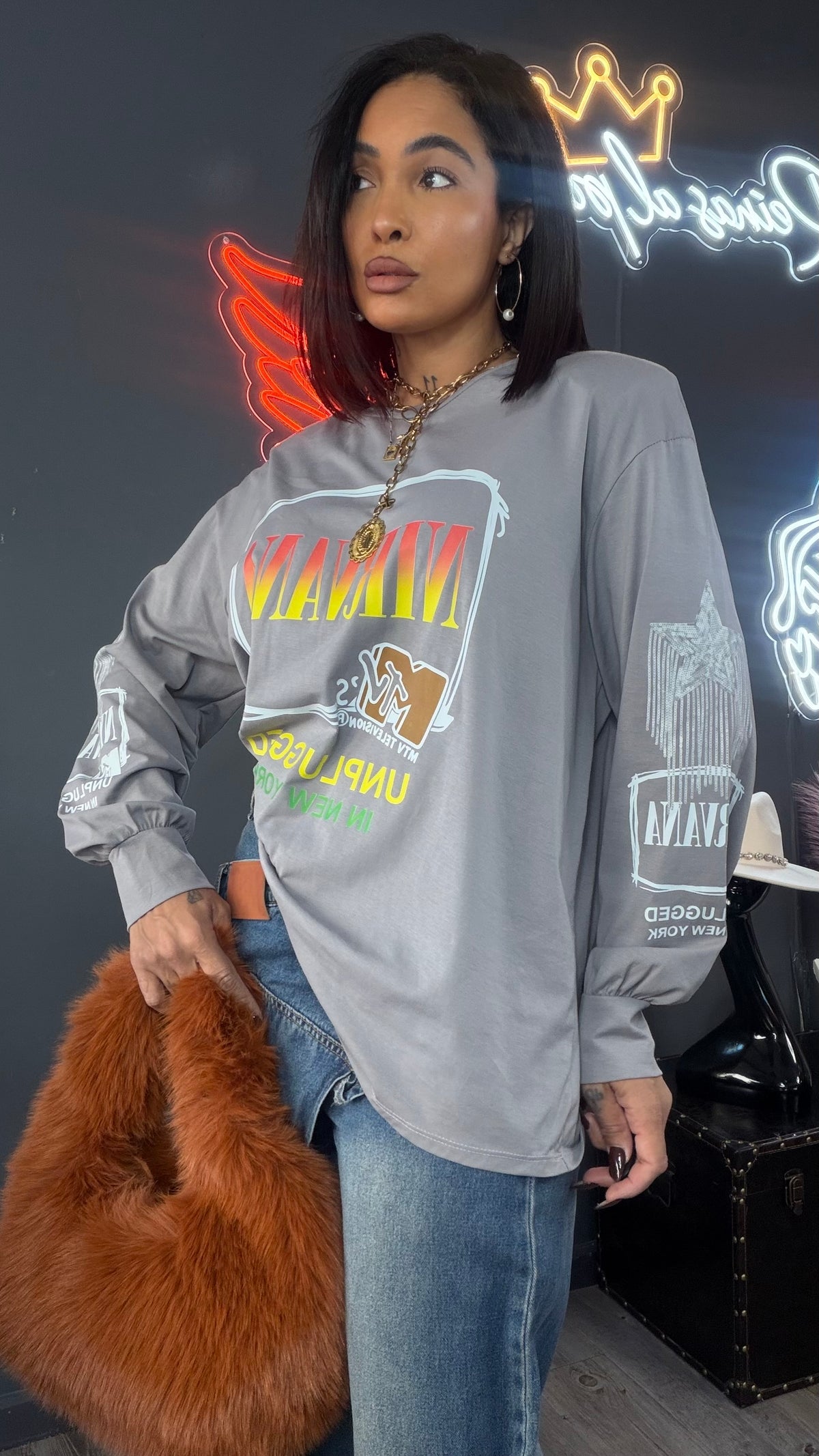 Camiseta NIRVANA Oversize con hombreras