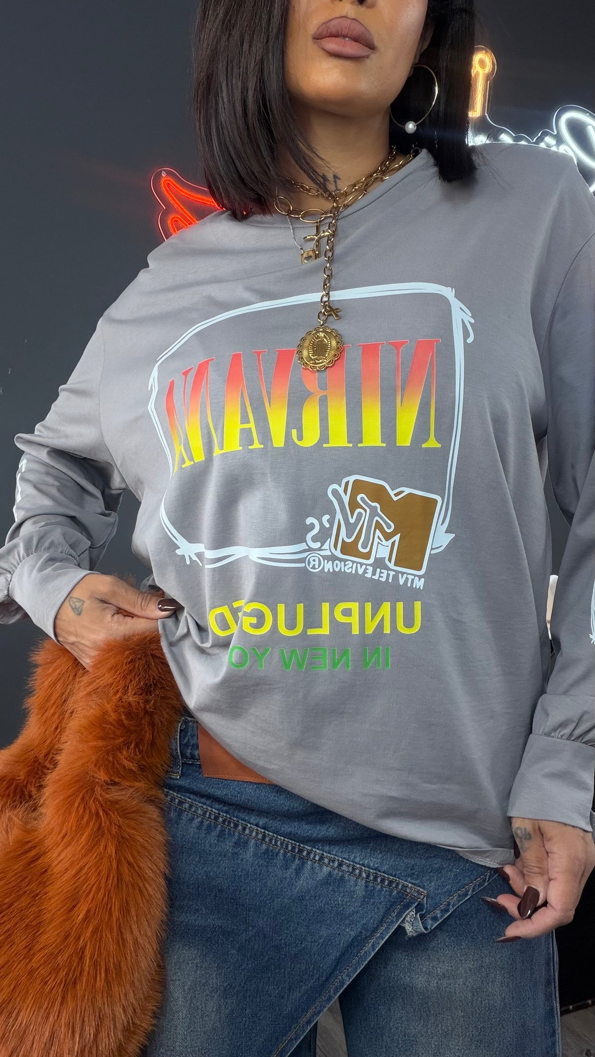 Camiseta NIRVANA Oversize con hombreras