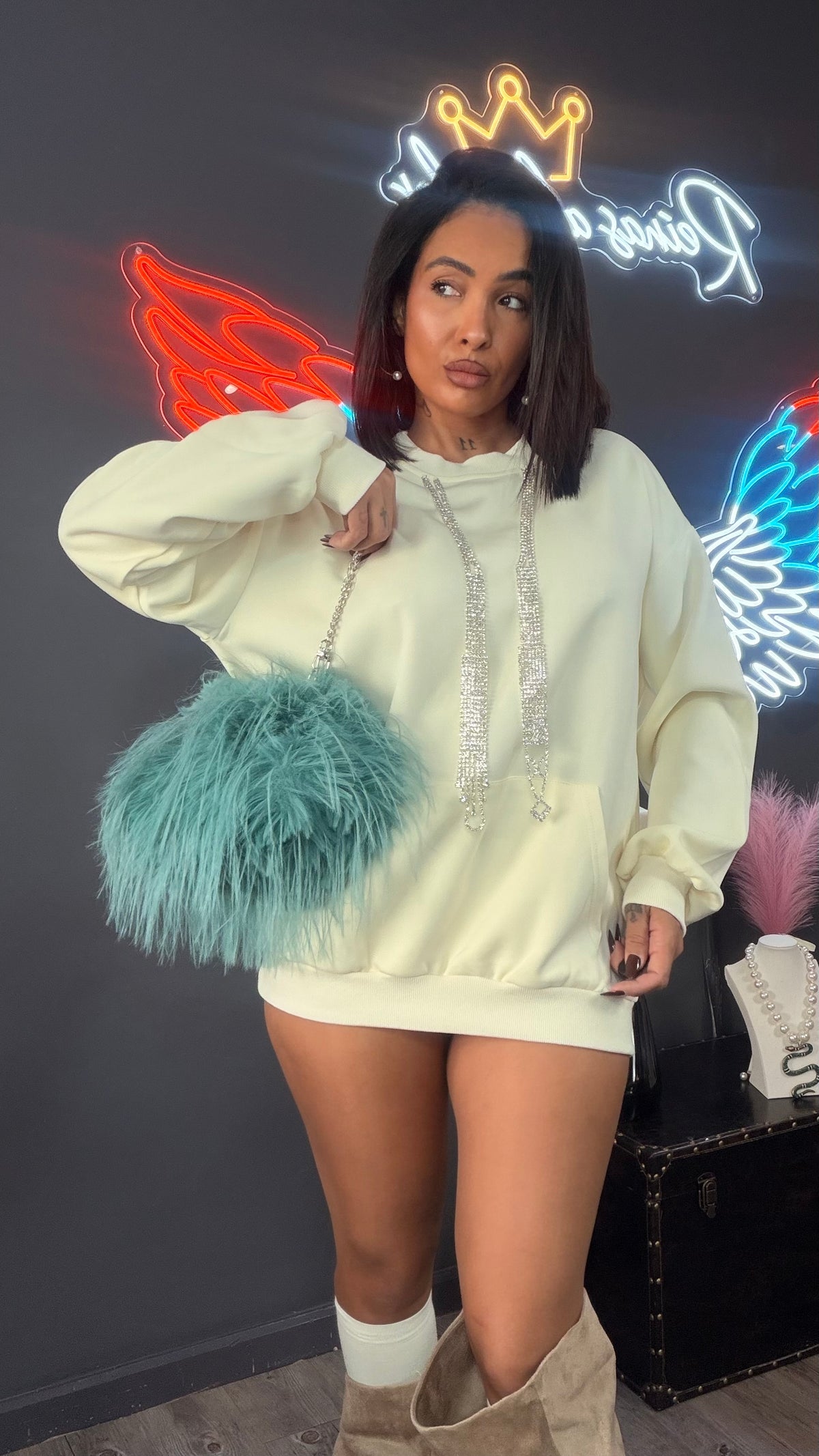 Bolso pelo extra, largo suave premium