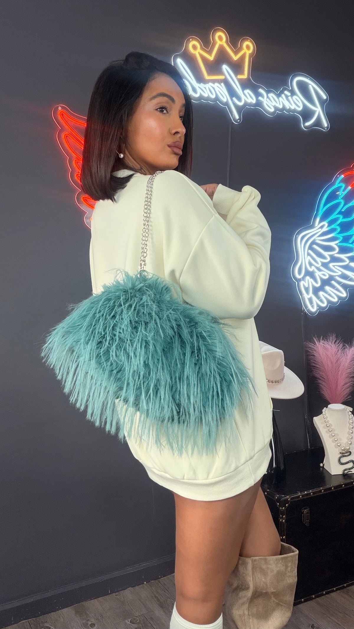 Bolso pelo extra, largo suave premium